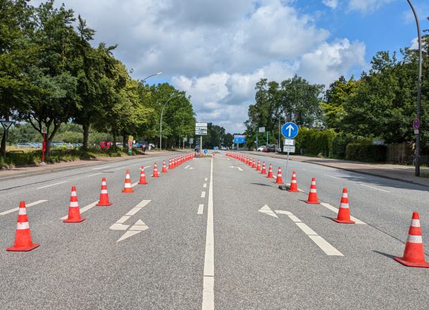 Fahrstreifensperrungen für die temporäre Verkehrsführung an den Spieltagen
