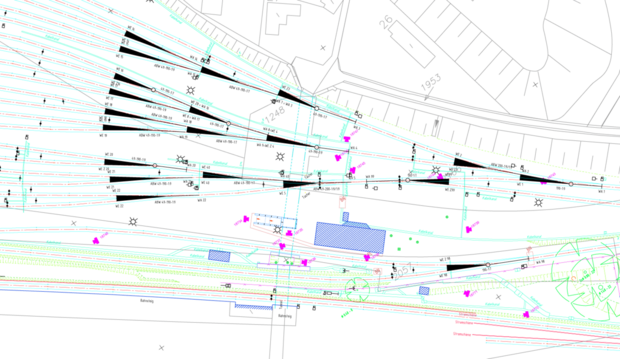 Lageplan der vermessenen Weichen