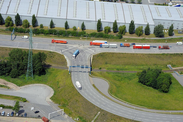 Detailansicht westliche Zufahrt zum Finkenwerder Knoten