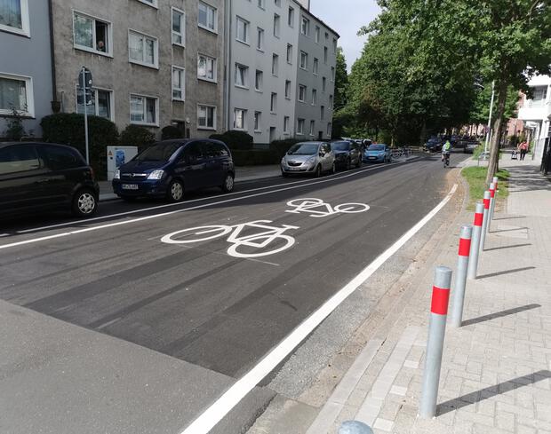 Straßenraumgestaltung nach dem Umbau zur Fahrradstraße