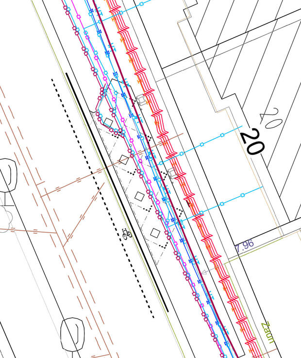 Lageplan mit Leitungsbestand